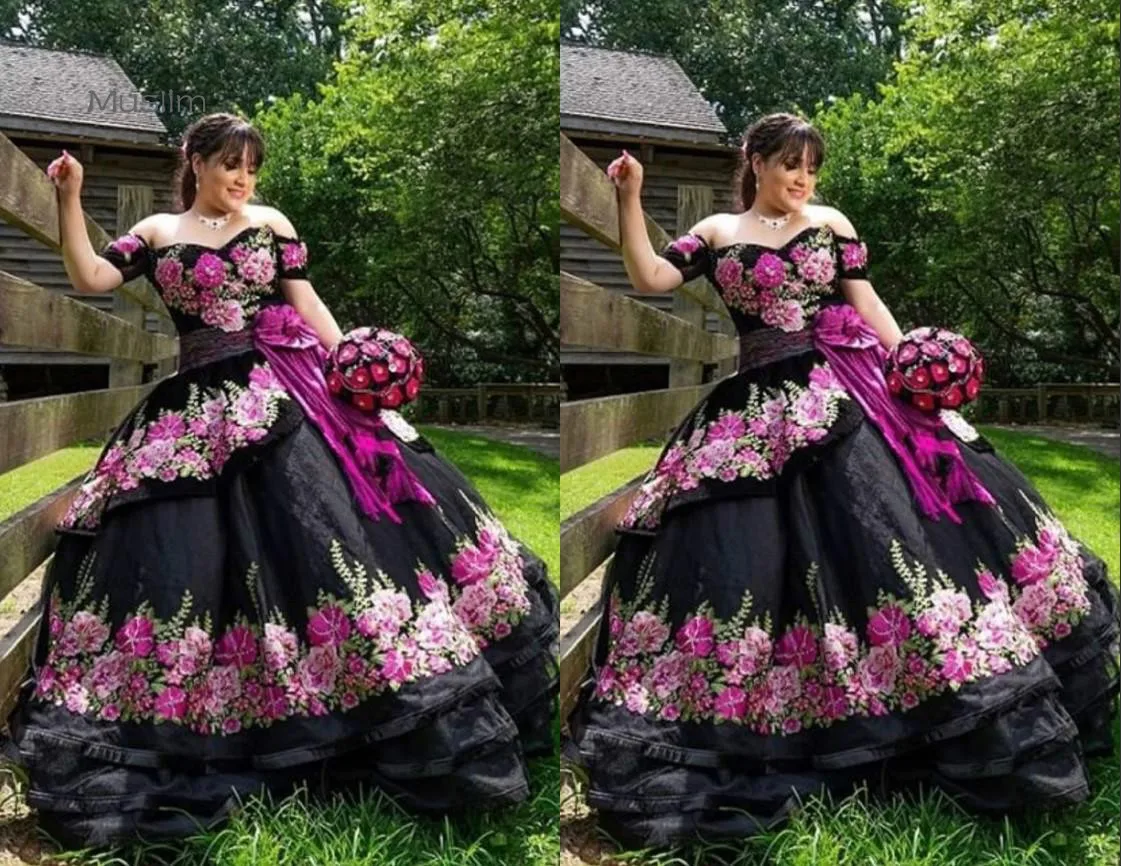 Винтажное черное бальное платье с 3D цветами для выпускного вечера 2021 открытыми