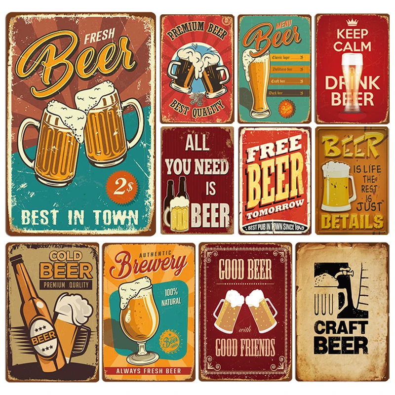 

Craft beer vintage poster metal plate tin plate wall sticker decoration bar bar clubhouse men cave garage gift holiday 20x30 cm