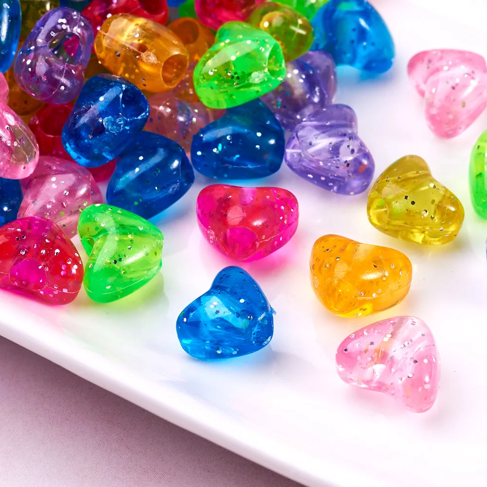 Прозрачные Акриловые Бусины многоцветные Хрустальные Блестки в форме сердца для