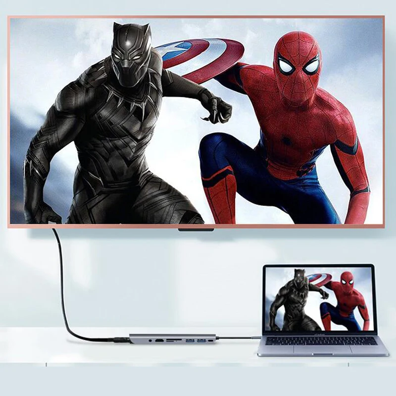 Baolyda HDMI VGA адаптер 9в1 usb type C к HDMI 4K для samsung Dex станция для Galaxy S10/S9/S8 Note 9/8 USB C док-станция для MacBook