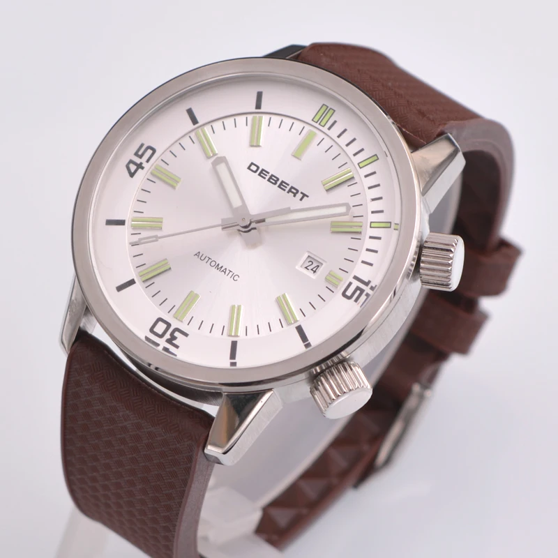 Деберт 45 мм белый циферблат светящиеся стрелки Дата автоматический механизм