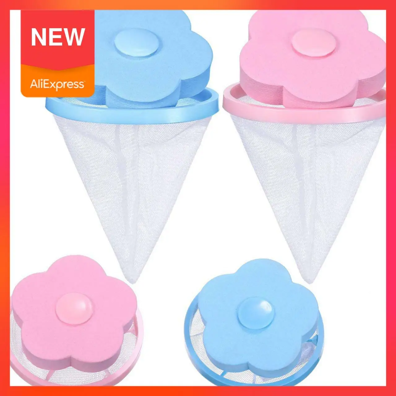 

4 Pcs Plum Washing Machine Hair Filter Cleaning Mesh Bag Floating Pet Hair Lint Remover Catcher Reusable Laundry Mesh Bag