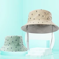 bucket hat kids beach summer sun big brim with string breathable trees reversible holiday outdoor accessory for baby