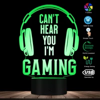 video games cant hear you im gaming night light for children headphones gamer color changeable table lamp for home decoration