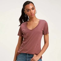 solid color deep v neck short sleeve simplicity casual loose t shirt women summer elegant plus size streetwear daily home tops