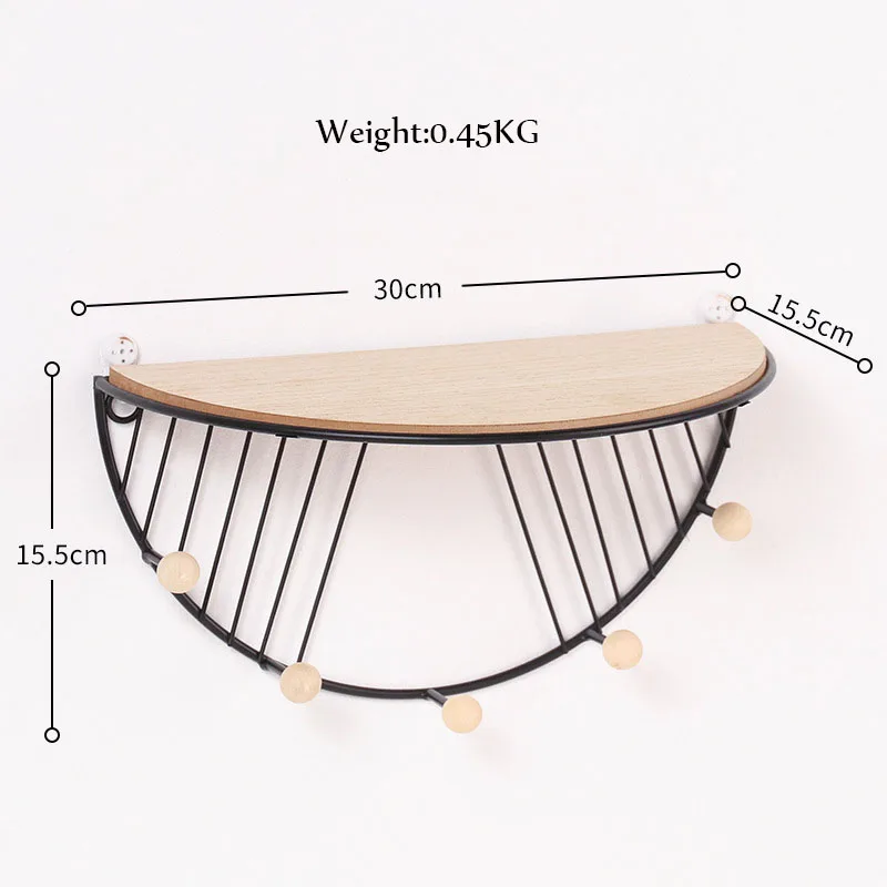 

Nordic Style Wood Shelves Wall Home Living Room Decoration Multi-Function Key Hook Tv Wall Hanging Storage Display Stand