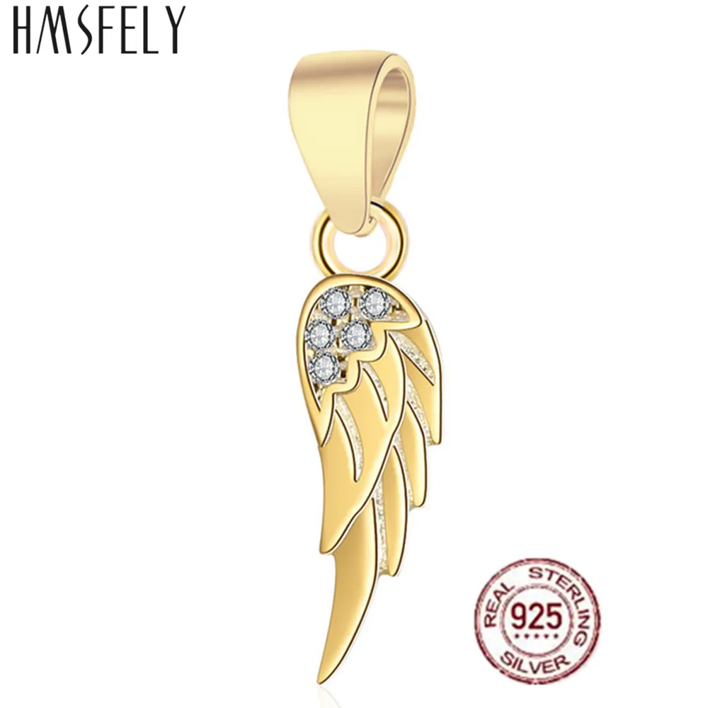 HMSFELY ожерелье из стерлингового серебра 925 пробы позолоченное перо подвеска