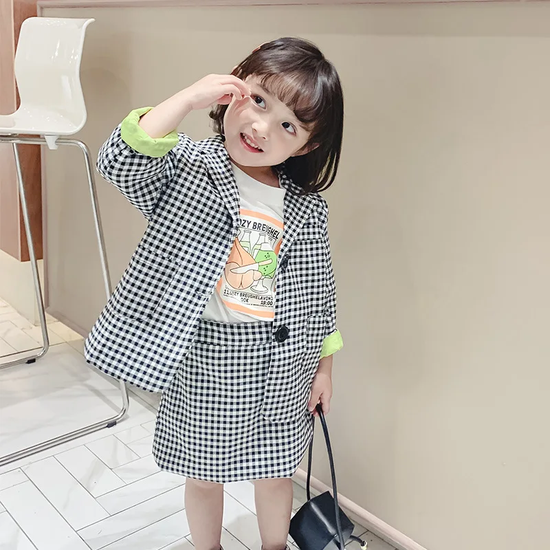 Новинка 2020 года оптовая продажа комплект в клетку из 2 предметов для девочек