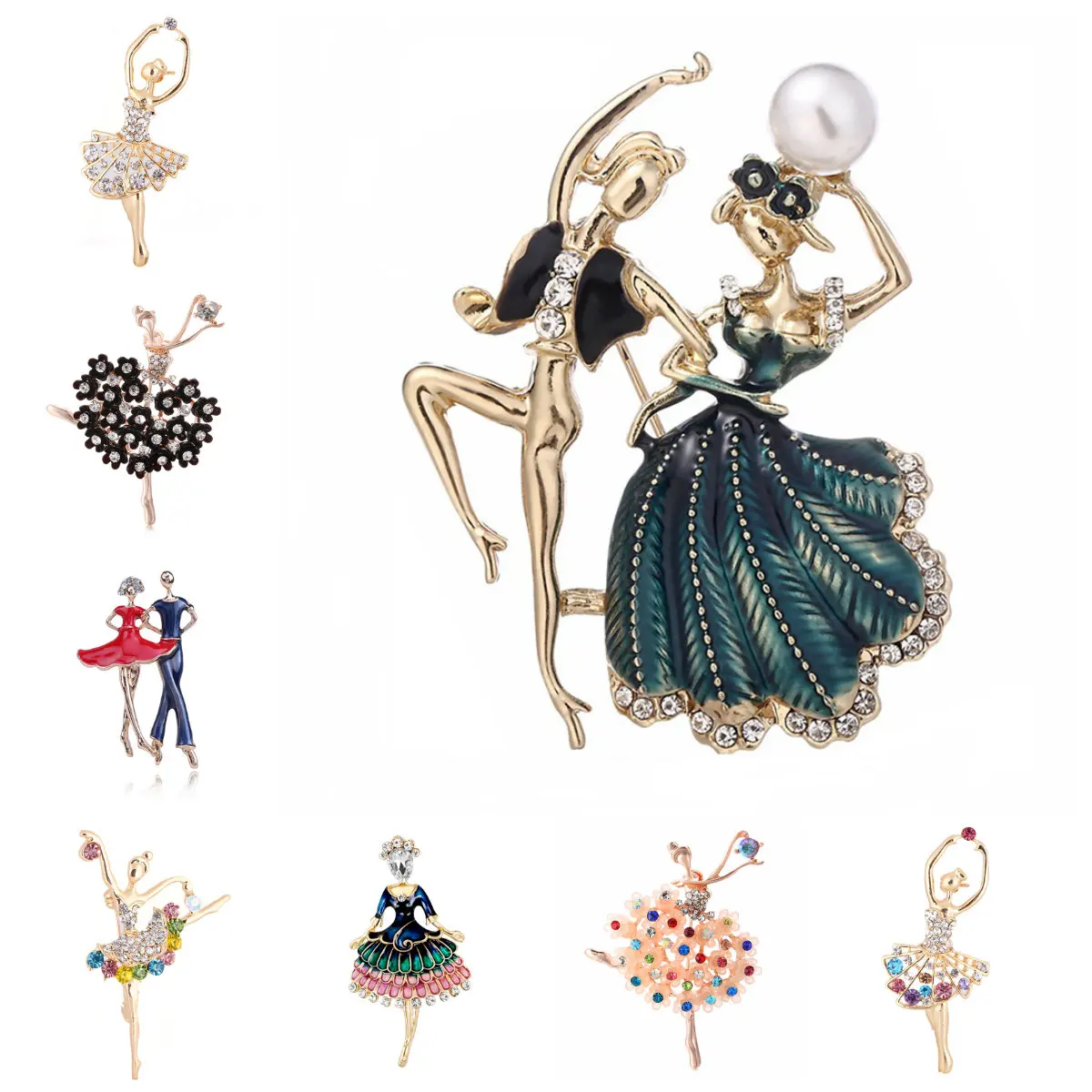 Изысканная Хрустальная балетная брошь Танцовщица милая Цветочная юбка