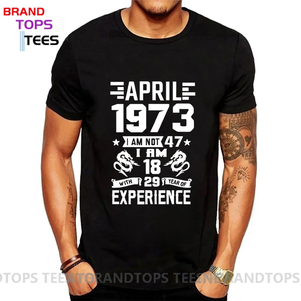

Vintage Men cotton T-shirt classic Father's day is the best birthday gift T-shirt Best quality was born in April 1973