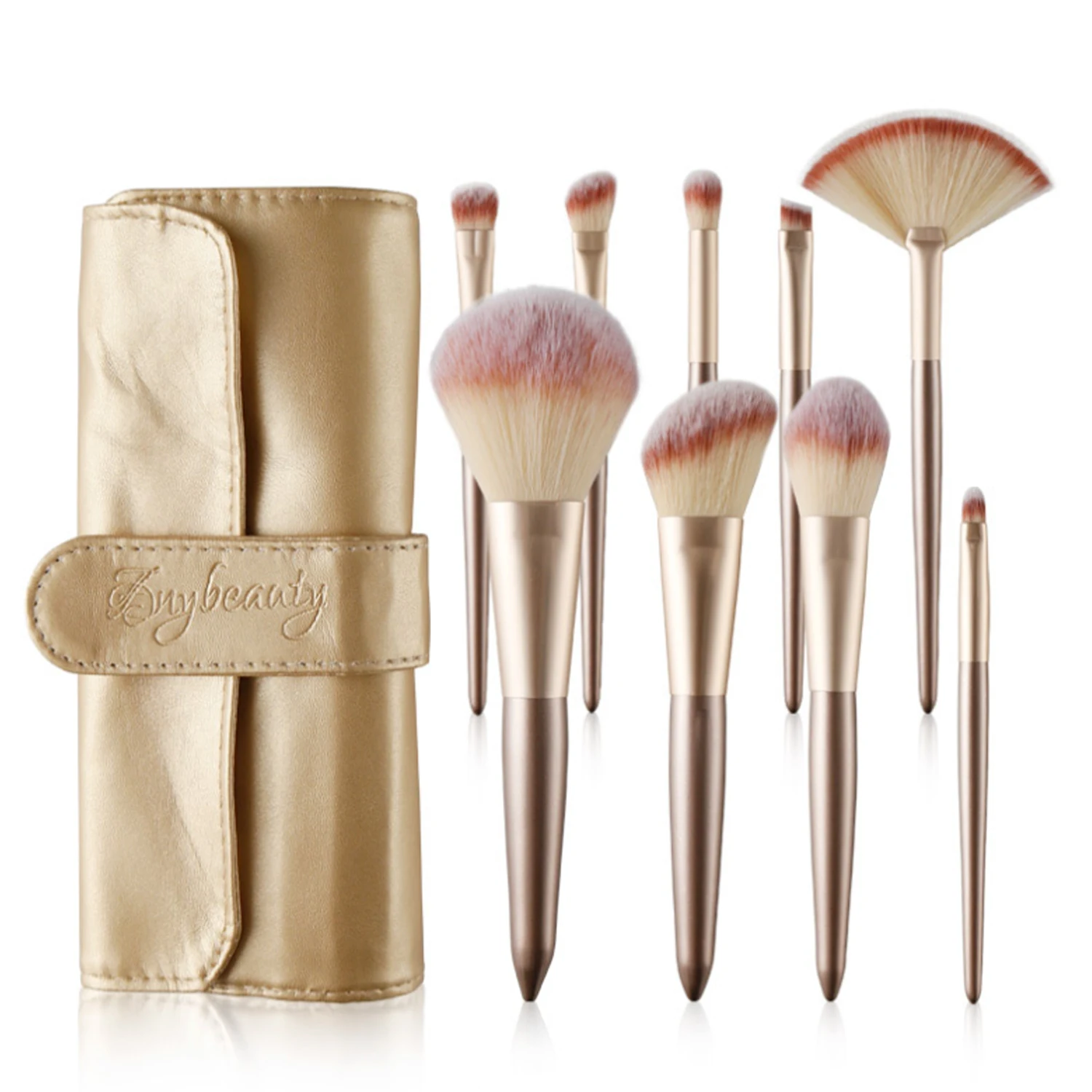9Pcs Champagne Makeup Brushes Set for Cosmetic Foundation Powder Blush Eyeshadow Kabuki Blending Make Up Brush Beauty Tool