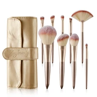 9pcs champagne makeup brushes set for cosmetic foundation powder blush eyeshadow kabuki blending make up brush beauty tool