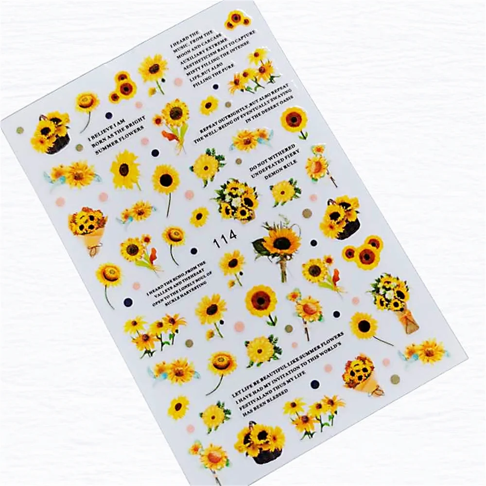 Мультяшный Подсолнух 3D наклейка для ногтей Наклейка украшение инструмент |