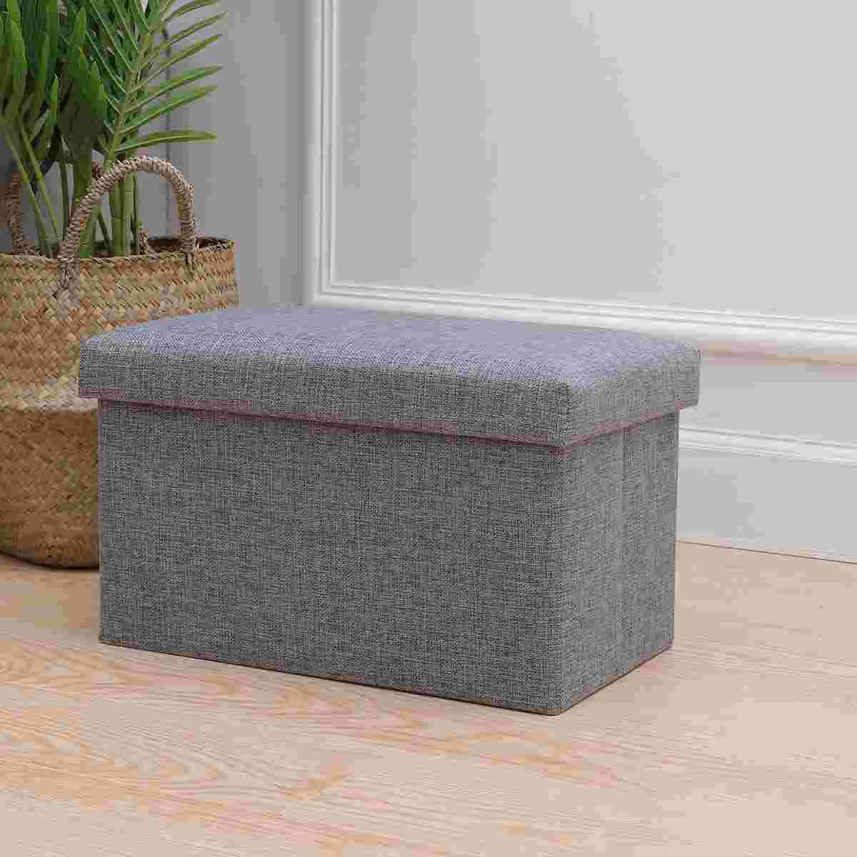 

Foldable Storage Ottoman with Folding Chest Storage Box Linen Fabric Ottomans Bench Foot Rest for Bedroom Living Room (Grey)