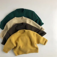 fashion kids sweaters spring winter 2 7 yrs baby boys girls warm pullover tops thicken knitted bottoming high quality