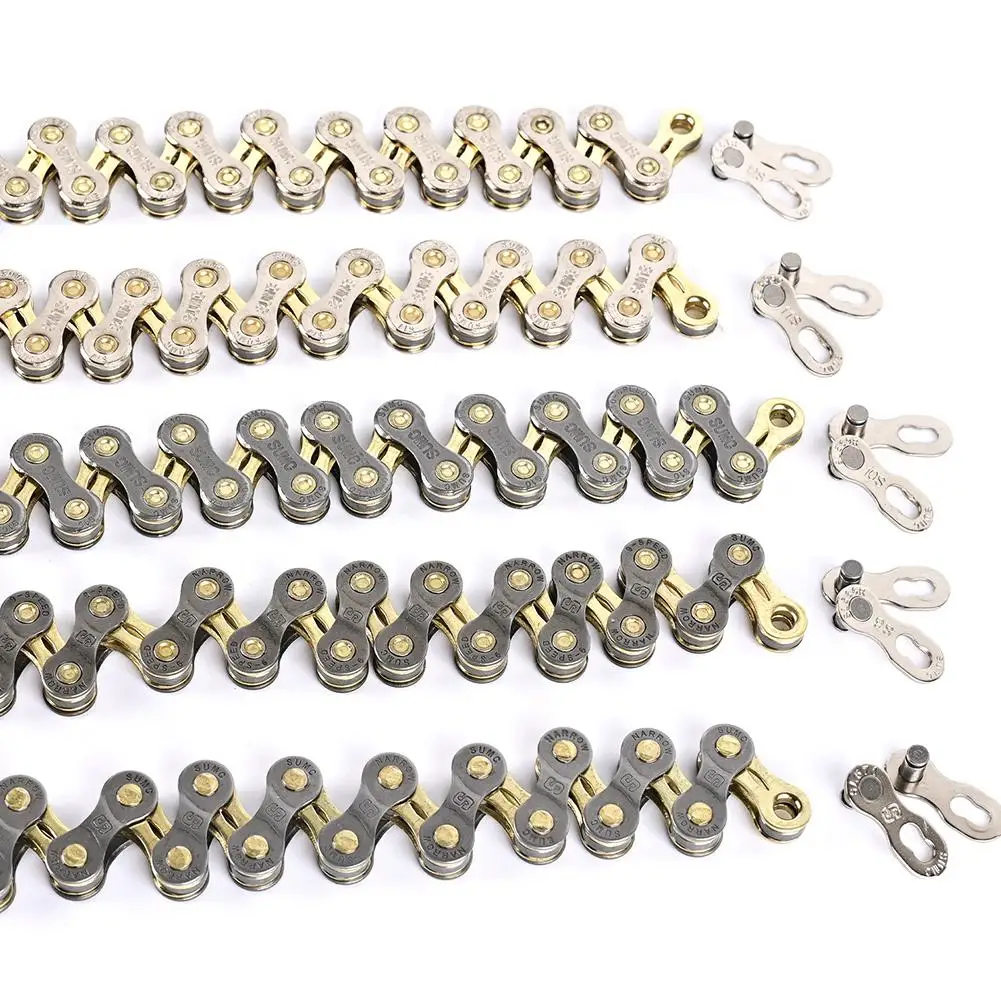 

1pcs 8/9/10/11/12 Speed Semi-hollow Bicycle Chain for Mountain Bike Cycling Parts for Cycling Half Hollow Gold Silver