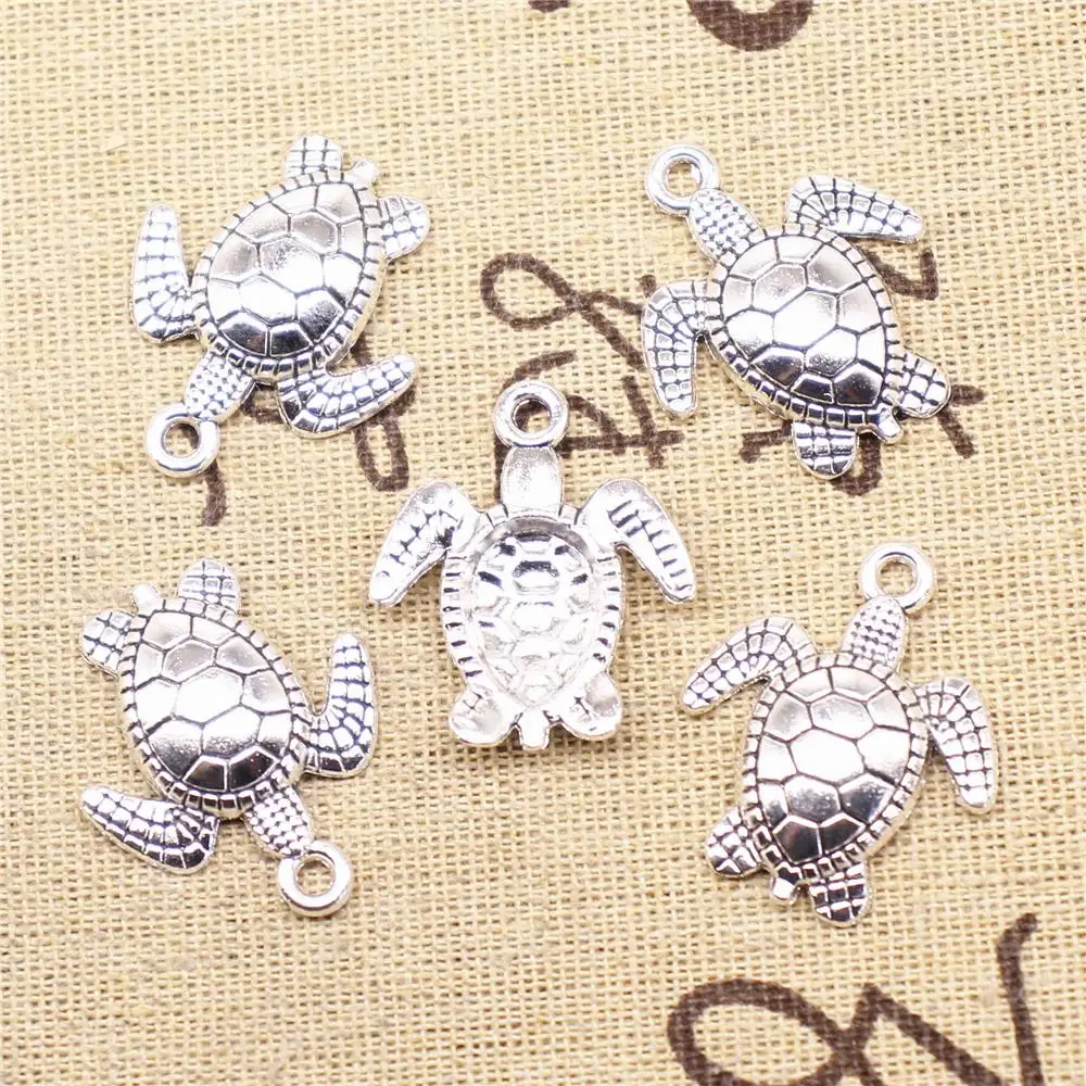 

Diy Jewelry Accessories Parts 5pcs 25x29mm Antique Silver Color Tortoise Charms