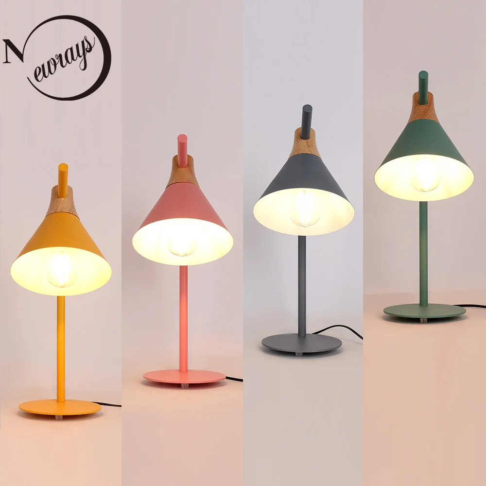 

Modern simple E26/E27 table lamp colorful with plug & switch reading living room bedside bedroom study library desk lights