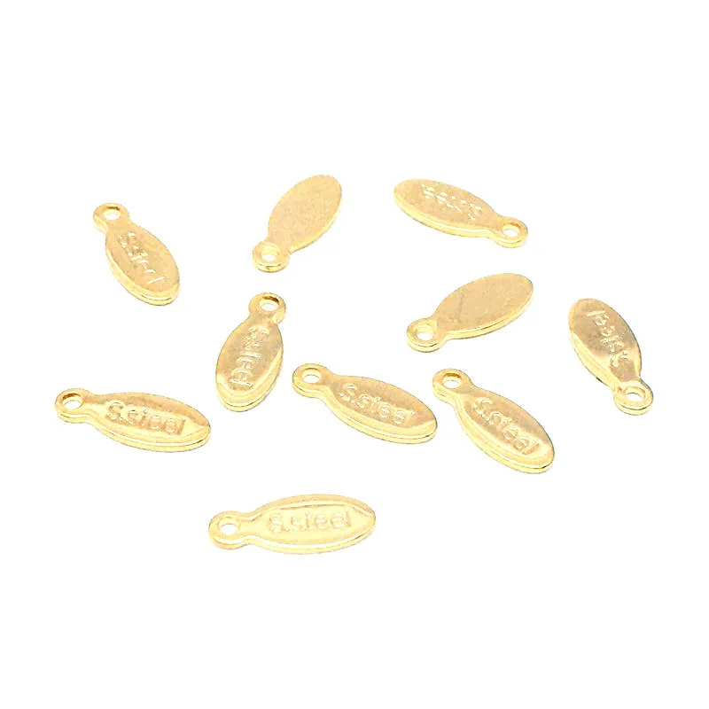 50 шт./лот из нержавеющей стали 316L Овальный тональный мини-концевик овальной формы