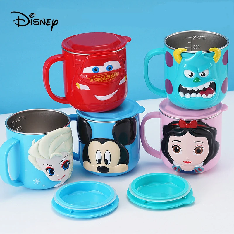 

Disney Princess Frozen Elsa Anna Cups Kids Cartoon Pixar Stitch Cup 3D Mickey Mug Rapunzel Sophia Milk Cup Sulley Boy Girl Gift