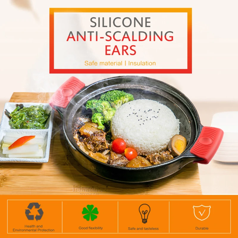

Panhandle Mitts Cover Kitchen Silicone Panhandle Pot Mitts Cover Insulation Non Slip Handle Silicone Case Anti-Scalding Ears