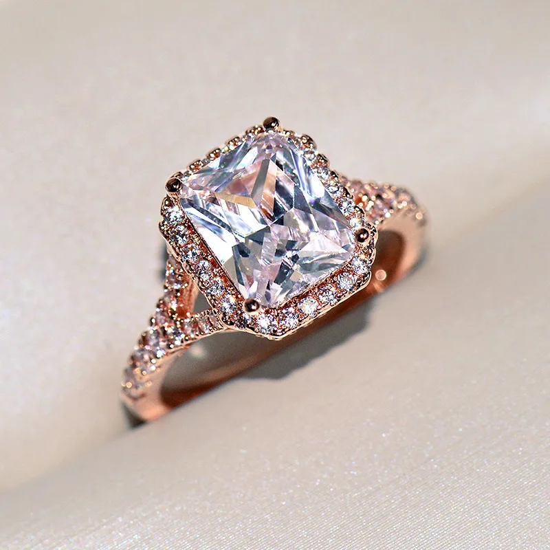 

Vintage Female Crystal Black Stone Ring Silver Plate Color Thin Wedding Jewelry For Women Trendy Square Zircon Engagement Gift