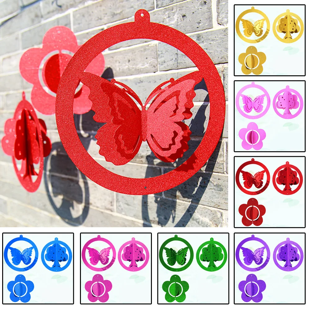 3D Блестящая бабочка цветок орнамент Праздник Рождественская вечеринка классное