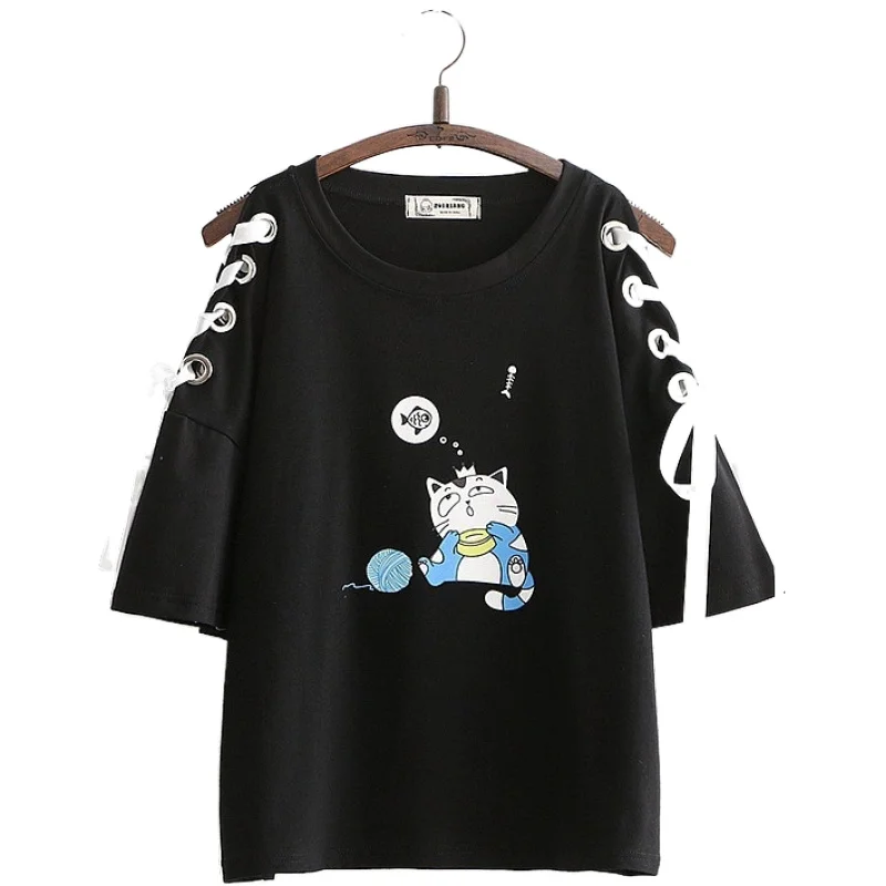 Merry Pretty женская футболка на шнуровке с мультяшным принтом 2020 летняя хлопковая