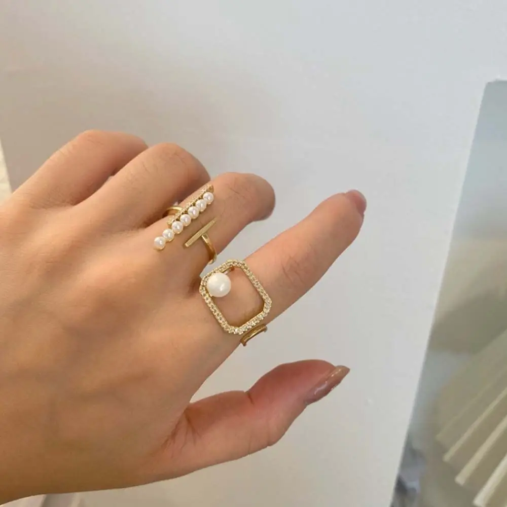 

Fashion Gold Opening Adjustable Ring Female Niche Design Square Index Finger Ring Jewelry For Woman Trend