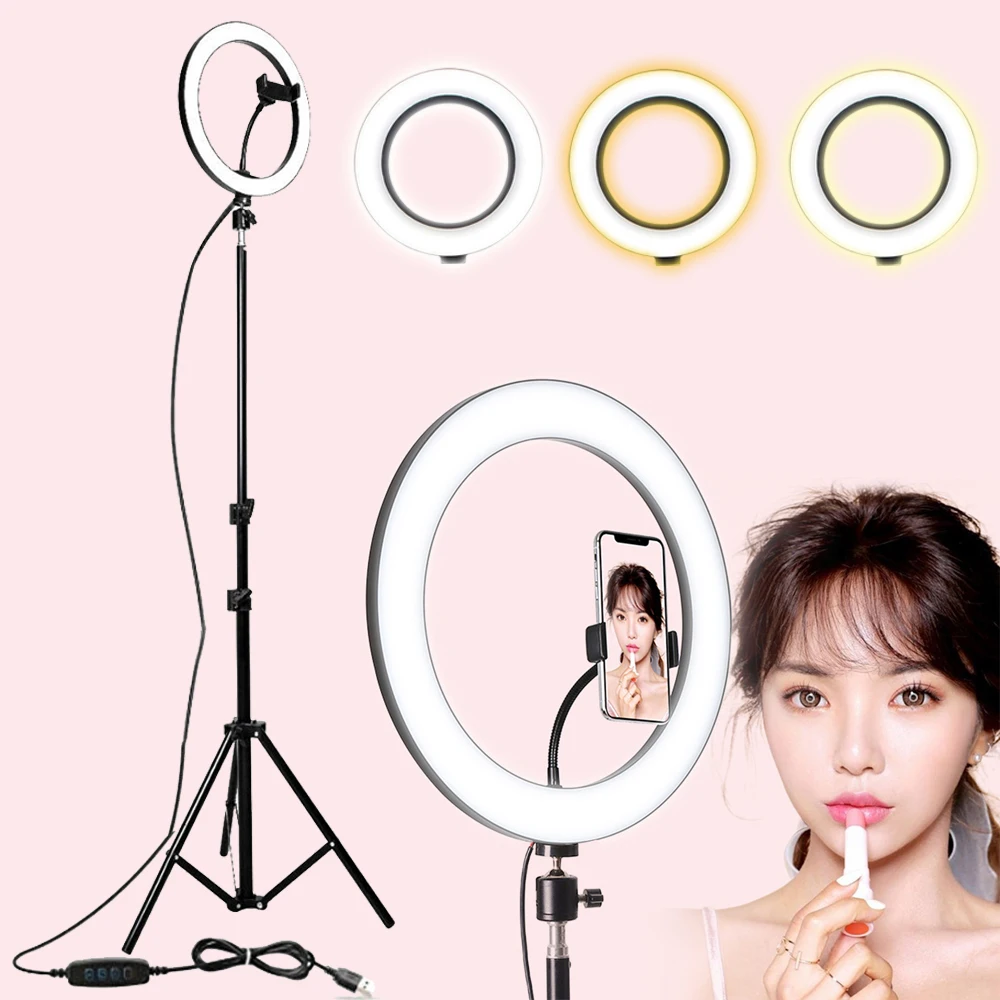 Светодиодный кольцевой светильник с регулируемой яркостью 5500K лампа для