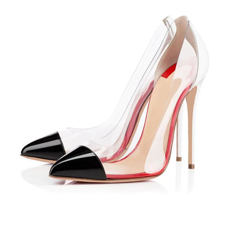 Women's Pumps Thin Heels Pointed Toe Party Shoes Woman Mixed Color Sexy Transparent Pumps High Heels Lady Shoe High Heels Sandal