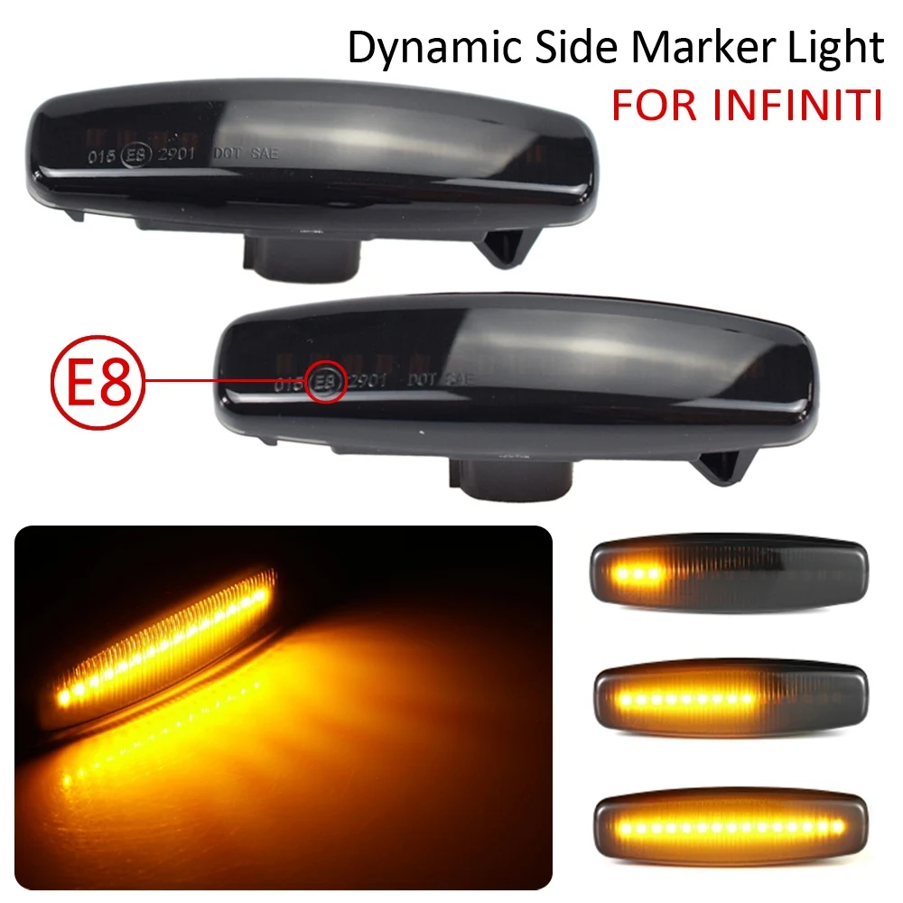 

2pcs Led Dynamic Side Marker Turn Signal Light Sequential Blinker Light Emark For Infiniti Q70, Y51, Y51HV