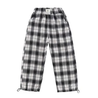 girls trousers gradient plaid design straight leg soft fine workmanship wide legged anti pilling kid pants for home