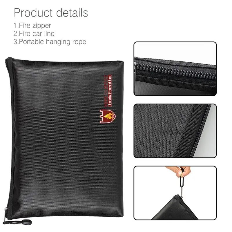 1pc 34*25CM Document Pouch Bag Portable Fireproof Waterproof Safe Home Office Storage | Дом и сад