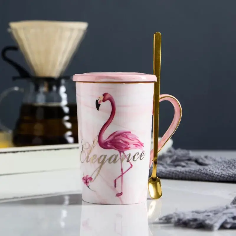 pink Кружка с Фламинго Mr Mrs, керамическая кофейная кружка с мраморным узором, подарок для влюбленных, свадебный подарок, посуда для напитков для дома и офиса, Прямая поставка - Цвет: pink