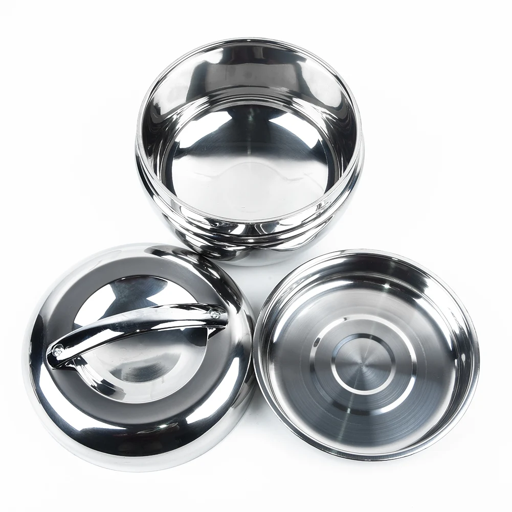 Двухслойный круглый термос для бенто ланч бокса из нержавеющей стали|Коробки