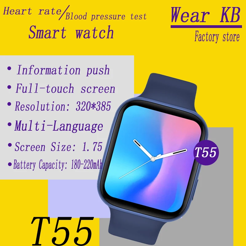 

Wear KB T55 Man Smart Watch Blood Pressure Sleep Smartwatch Fitness Tracker Bracelet Heart Rate Monitor Women Wristwatch