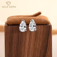 gica gema classic 100 925 sterling silver pear created high carbon diamond ear studs white gold earrings fine jewelry wholesale