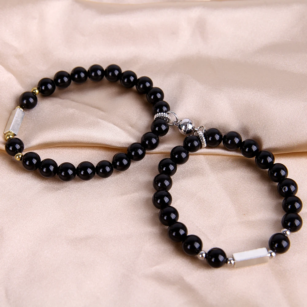 

2Pcs/set Magnet Bracelet Couple Vintage Matching Braslet Stone Distance Paired Braclet Lovers Jewelry Valentine's Day Present