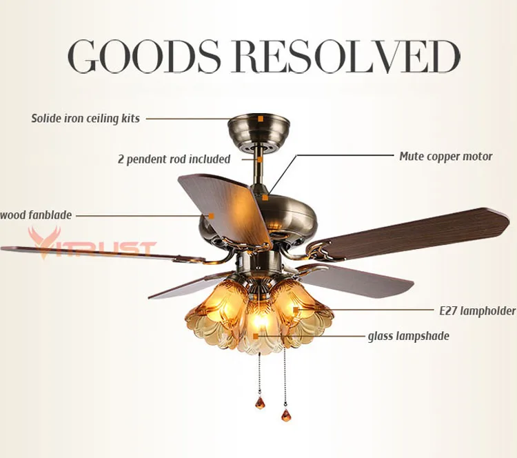 Винтажный деревянный потолочный вентилятор светильник с дистанционным