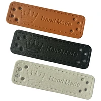 mixed colors hand made with crown pu leather labels for clothing crown logo handmade leather tags for gift label