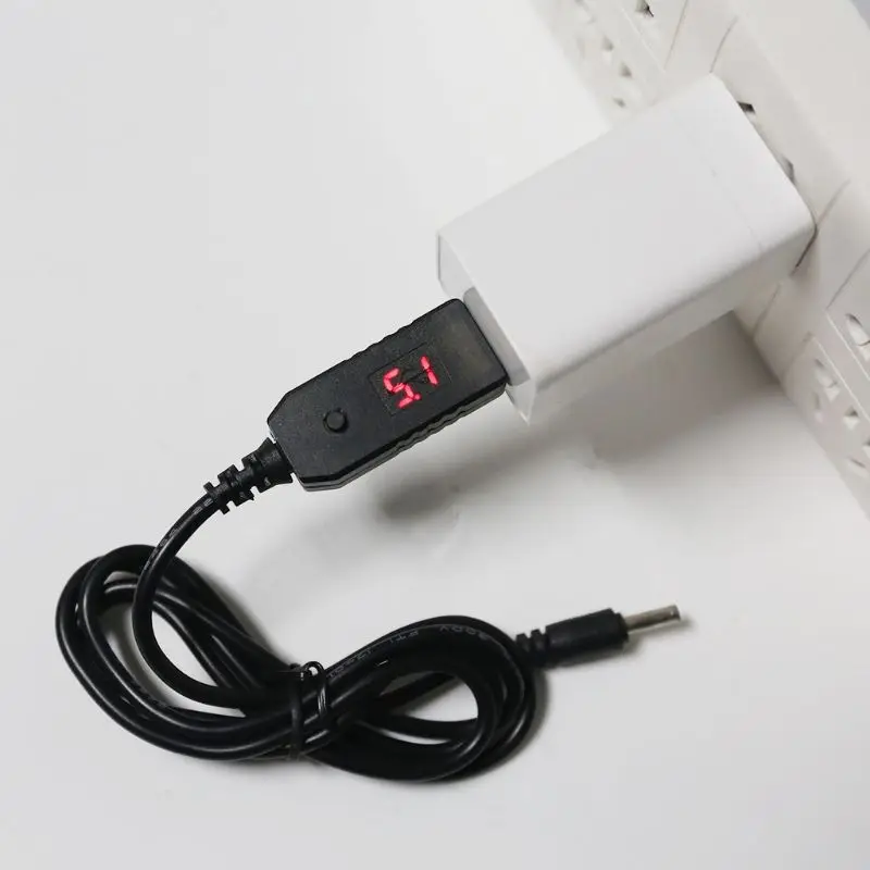

P82F QC3.0 USB to 5V-12V Adjustable Voltage 5.5x2.1mm Power Cable for WiFi Router LED