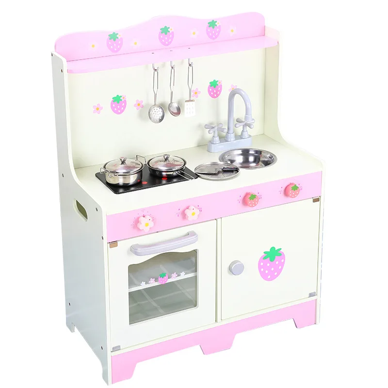 

Strawberry Cooking Kitchen Set Wooden Kids Kitchen Pretend Role Play Toys Children Educational Cooking Tools Kit Girls toy gifts