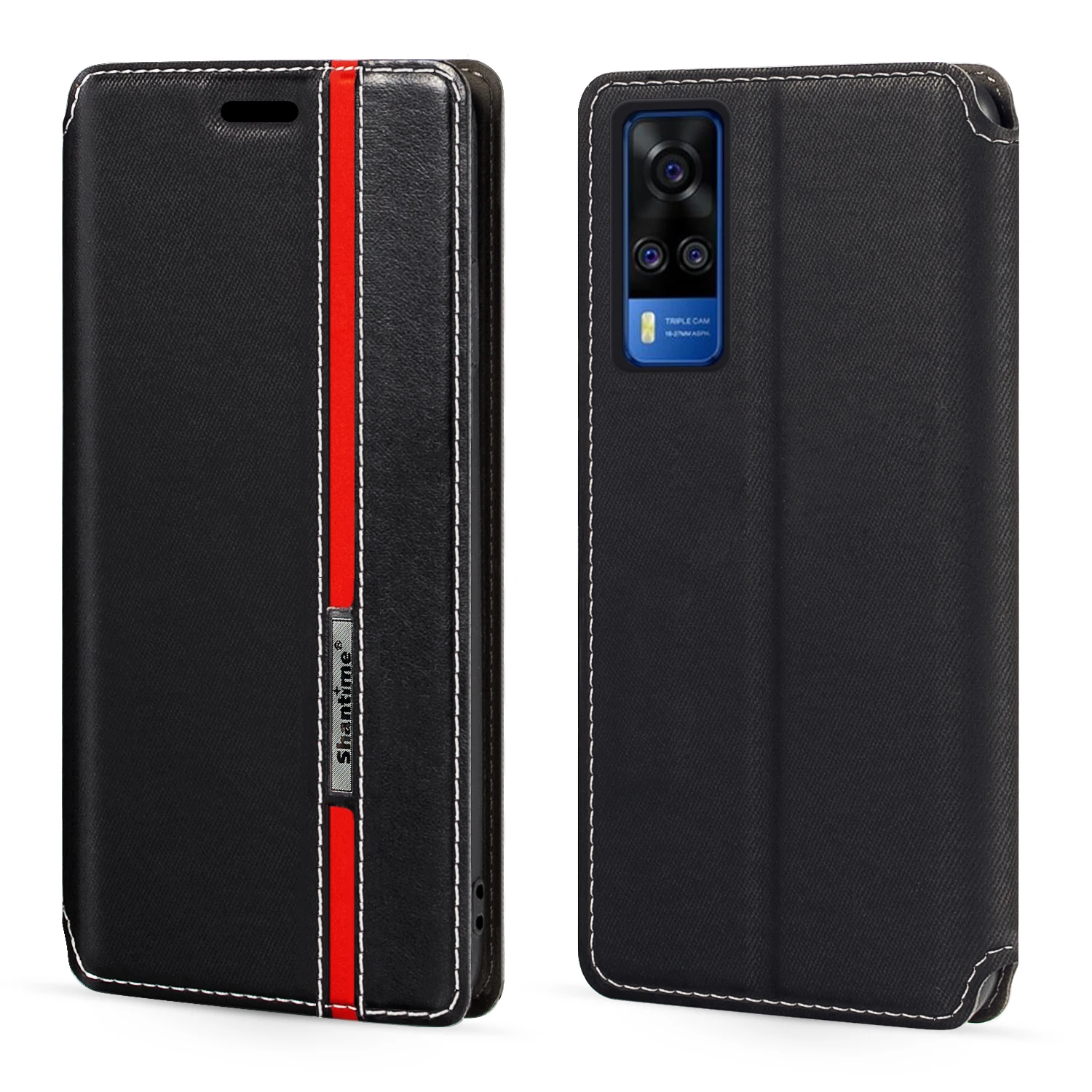 

Кожаный чехол-книжка с магнитной застежкой и визитницей для Vivo Y51 2020