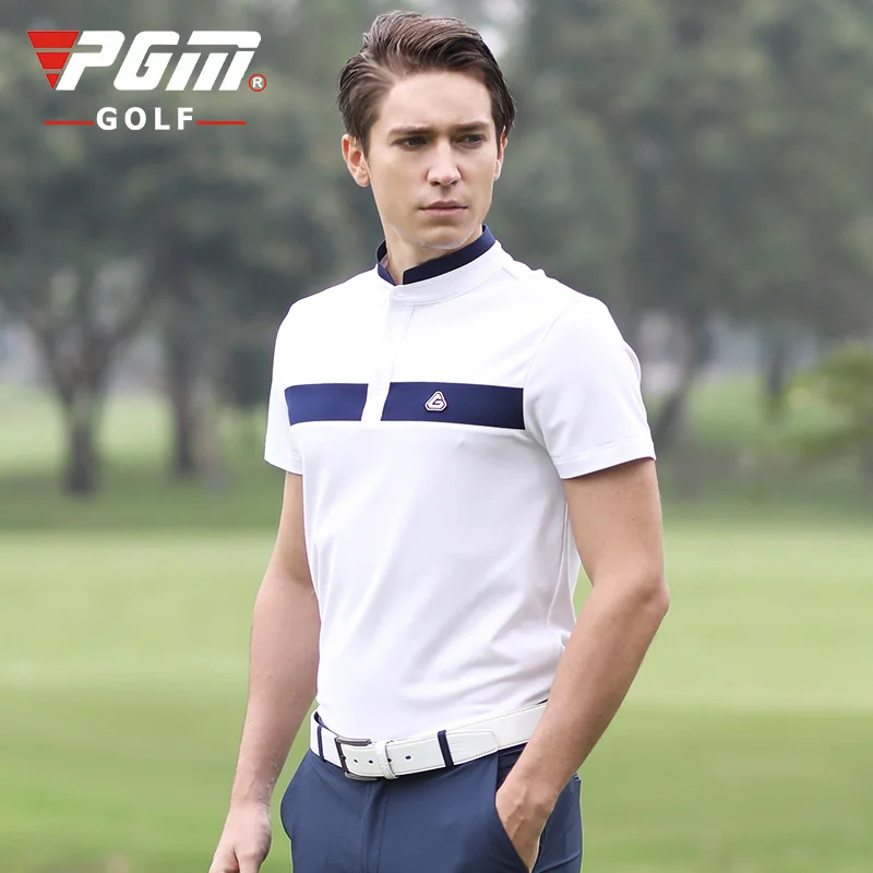 PGM Men's Short Sleeve Golf T-Shirt Summer Striped Print Sport Tshirt Polo Shirt Quick Drying Golf Clothing Sportswear YF259