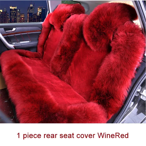 Rear seat WineRed Шерстяное покрытие для автомобильных сидений, зимняя теплая подушка для сидений автомобиля, натуральный мех, Австралийская овчина, авточехлы для сидений, автомобильные меховые аксессуары - Название цвета: Rear seat WineRed