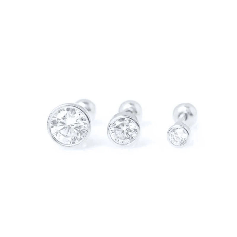 

Romad S925 Sterling Silver Earrings Zircon Earrings Stud Small Ear Bone Nails 2mm/3mm/4mm For Women Gifts 1Pc