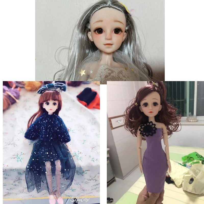 New 36cm BJD Doll 22 Joint Makeup 4D Real Eye Baby  Nude Body Curls Long Hair Mature Fashion Dolls Toys for Girls Kids DIY Gifts images - 6