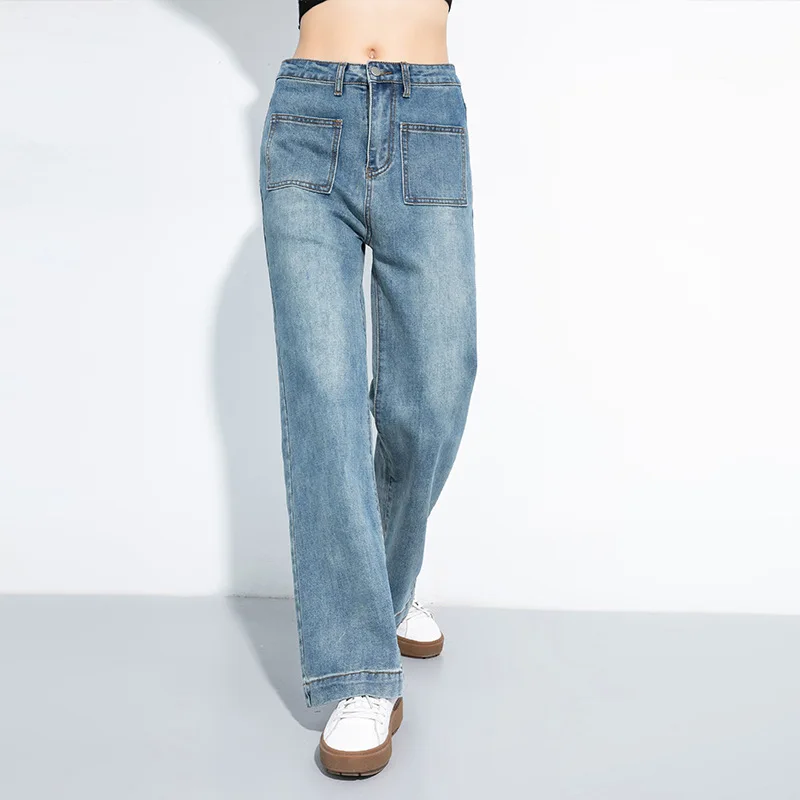 

Summer ladies jeans 2020 summer new personality Slim wash jeans aliexpress wide-leg pants tide 5005