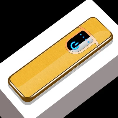 Gold Зарядная электрическая зажигалка креативная USB мини-сигарета перезаряжаемая сигара металлические электронные зажигалки сенсорные гаджеты для мужчин - Color: Gold
